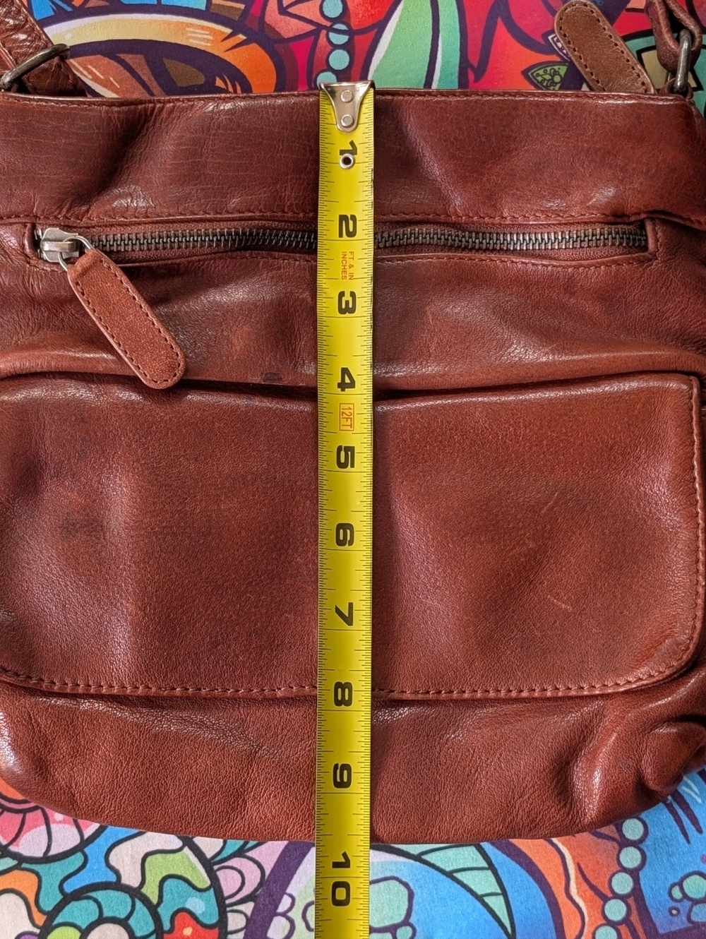 Antonio Valeria Chestnut Brown Leather Crossbody Bag Purse Adjustable Strap - Picture 5 of 10